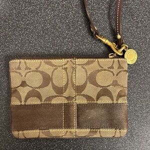 Coach Brown and Tan Wristlet